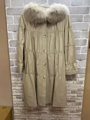 A【A25-33】◇Partina    革コート　サイズ9    ベージュ　無地