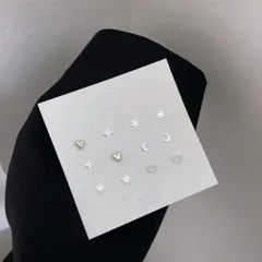 s8 6種デザイン ミニマルピアスセット｜スター・ハート・ムーン・フラワー（片耳/両耳）