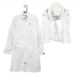 アディダス レインウェア(レインワンピース×レッグカバー×ハット) 白×ネイビー ドット   レディース L/G ゴルフウェア adidas