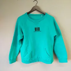 M12076 【当時物】 BIO ROPPONGI FITNESS SPACE バイオ スウェット グリーントレーナー Ｍ メンズ 長袖 ロゴプリントコットン