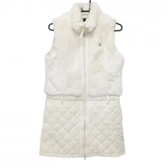 【美品】23区ゴルフ 切替中綿ワンピース 白 ファーベスト キルティング レディース S-M ゴルフウェア 23区