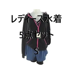 レディース水着 5点セット ラッシュガード & トップス & ショーツ & トレンカ S ネイビー/ブラック