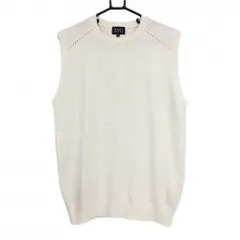【超美品】パーリーゲイツ ニットベスト 白 フロントうさ耳・ロゴ地模様 メンズ 4(M) ゴルフウェア PEARLY GATES