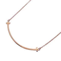 【5jpb0425】ティファニー ネックレス Tスマイル スモール K18PG ピンクゴールド【中古】レディース