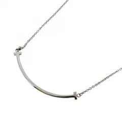 【5jpb0426】ティファニー ネックレス Tスマイル スモール K18WG ホワイトゴールド【中古】レディース