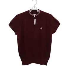 adidas(アディダス) 半袖ハーフジップニットシャツ ワインレッド レディース OT/XG ゴルフウェア 2512-0068 中古