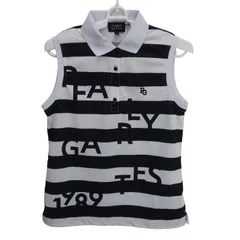 【美品】PEARLY GATES(パーリーゲイツ) ノースリーブポロシャツ ネイビー白ボーダー レディース 1 055-3260706 ゴルフウェア 2512-0191 中古