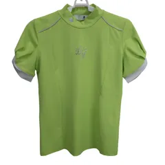 【美品】le coq sportif(ルコックスポルティフ) 半袖モックネックシャツ 黄色 レディース S ゴルフウェア 2512-0197 中古