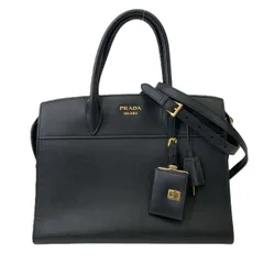 PRADA プラダ サフィアーノシティ ハンドバッグ レディース レザー ブラック 中古