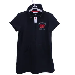 【美品】TIGORA(ティゴラ) 半袖ハーフジップワンピース 黒グレー レディース L ゴルフウェア 2512-0579 中古