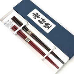 伝統工芸 津軽塗】唐塗 (赤•呂) ペア箸セット / イシオカ工芸 (青森県