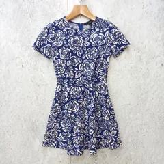 FOREVER21 フォーエバートゥエンティワン ワンピース 花柄 ミニワンピース 半袖 バラ柄 レトロ ブルー Sサイズ ◎_□〇
