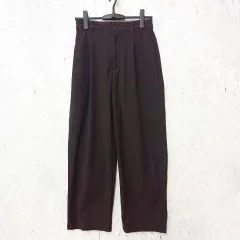 無印良品 ムジルシリョウヒン タック ワイドパンツ スラックス ストレッチ テーパード ダークブラウン Mサイズ 〇◇