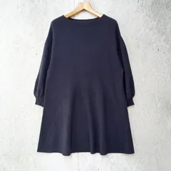 SNIDEL スナイデル ニットワンピース ボートネック ボリュームスリーブ ひざ丈 フェミニン ネイビー Fサイズ ◇〇☆