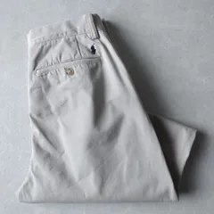 ■古着 POLO RALPH LAUREN ポロラルフローレン ポロチノ ツイルパンツ CLASSIC FIT TALON製ジッパー グレージュ実寸W32L27【L5363】