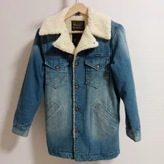 【WRANGLER ラングラー】レディース ボア裏地付きデニムジャケット ランチコート Sサイズ ブルー デニム ボア ホワイト