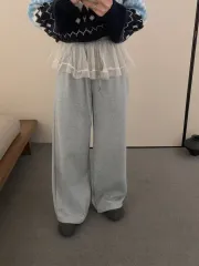 (当日配送) 2536 起毛 レイヤードスカート パンツ - グレー