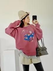 (当日) 5013 起毛 オーバーサイズ スウェット - DARK 핑크