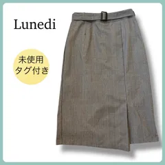 未使用タグ付 Lunedi ラップ風 グレンチェックスカート L 巻きスカート風 オフィス キレイめ