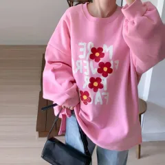 (当日配送) 5825 起毛 オーバーサイズ スウェット - ピンク