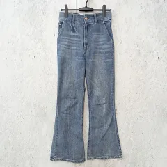 Chico チコ フレアデニムパンツ ブーツカット 裾スリット ハイウエスト 無地 ブルー Mサイズ 〇□☆