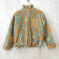 jouetie ジュエティ リバーシブル ボアジャケット 花柄 キルティング アウター オーバーサイズ ブルー ブラウン Mサイズ ◇〇☆