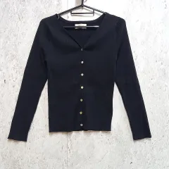 OPAQUE.CLIP オペークドットクリップ カーディガン ニット Vネック 無地 ブラック 38/Mサイズ 〇◇