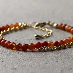 サードオニキス 4mm / デザインチェーン ２連ブレスレット 天然石アクセサリー ８月の誕生石 お守り　- suzukaze22