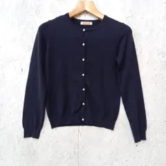 Apuweiser-riche アプワイザーリッシェ ニット カーディガン セーター クルーネック ビジューボタン オフィスカジュアル ネイビー Sサイズ ◎_〇◇☆