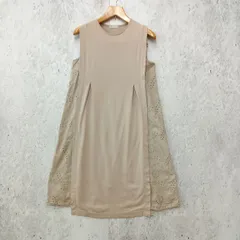 AFTERNOONTEA WARDROBE アフタヌーンティーワードローブ ワンピース ノースリーブ フレア ナチュラル系 グレージュ MーLサイズ ◎_□〇☆