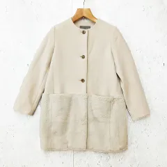 A DAY IN THE LIFE UNITED ARROWS アデイインザライフ ユナイテッドアローズ ニットメルトン ファー コンビ ライトグレー S-Mサイズ ◇〇☆