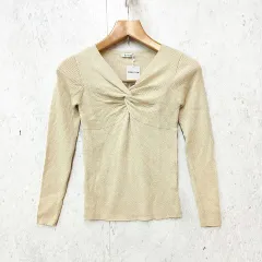 INGNI イング 12Gツイスト長袖ニット タイト Vネック ラメ入り 薄手 フェミニン アイボリー Mサイズ 〇◇