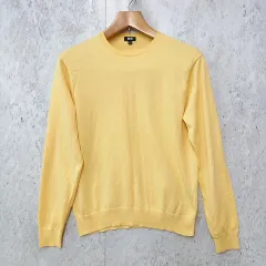 UNIQLO ユニクロ スーピマコットン クルーネック セーター ニット パステルカラー イエロー Mサイズ 〇□