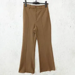 GU ジーユー カットソー フレア スラックス パンツ 後ろゴム カジュアル きれいめ ブラウン Mサイズ 〇◇