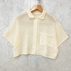 ELENCARE DUE エレンカーレデュエ メッシュレースシャツ ボクシーシルエット カーディガン 透け感 ホワイト Fサイズ □〇☆