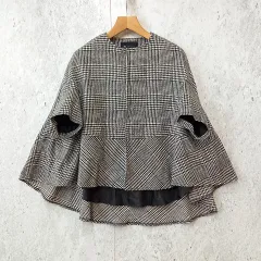 ABITOKYO アビトーキョー コート アウター ポンチョ ドルマン チェック柄 ブラック ホワイト Mサイズ ◇〇☆