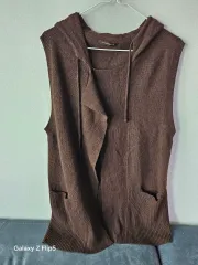 PRENDANG レディース フード ニ ニット ベスト