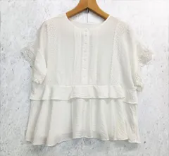 La-gemme ラジェム ペプラム ブラウス レース フリル 前後 2WAY ホワイト Fサイズ ◎、□〇