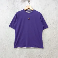 TOMYY JEANS トミージーンズ リバーシブル Tシャツ バッジロゴ ワンポイント 刺繍 リラックスフィット パープル グレー Sサイズ ◎、□〇☆