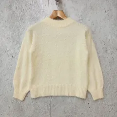 earth music&ecology アースミュージックアンドエコロジー ボリューム シャギー プルオーバー フェザー ニット アイボリー Fサイズ ◇〇