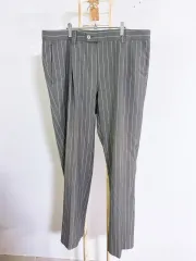 モンヴィンテージ (36インチ) ヴェルサーチェ メンズ ウール100% ピンタック ストライプ スーツ スラックス