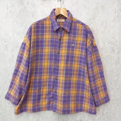 BEVERLY HILLS POLO CLUB ビバリーヒルズポロクラブ 起毛 ビッグ チェック ネルシャツ 刺繍ロゴ  パープル イエロー Fサイズ ◎、〇◇☆