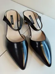 新品 26cm ブラック ミュール サンダル ストラップパンプス ローヒール