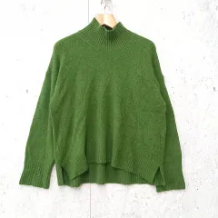 UNIQLO ユニクロ ニット ハイネック ウール スフレヤーン ゆったり グリーン XLサイズ ◇〇