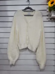 #レディース ファッション SIE アイボリー ファー カーディガン