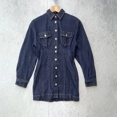 MOUSSY マウジー デニム素材 デニムワンピース ショート丈 無地 ミニドレス ネイビー 2サイズ 〇◇☆