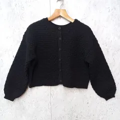mily bilet ミウィビレット ニット カーディガン２WAY ポコポコ編み クロップド丈 オーバーシルエット ブラック Mサイズ 〇◇