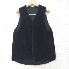 SENSE OF PLACE by URBAN RESEARCH センスオブプレイスバイアーバンリサーチ リバーシブル ロングベスト ボア ブラック Мサイズ 〇◇☆