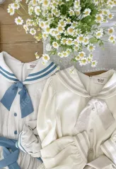 セールセーラードレス オートミール+ブルー mimi boutique