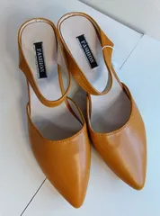 新品 25cm ブラウン ミュール サンダル ストラップパンプス ローヒール